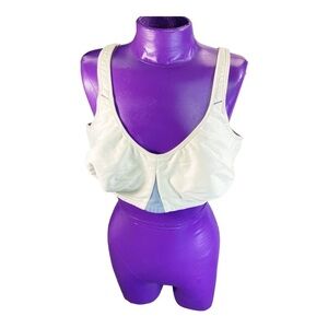 Lilyette In Motion white blue full coverage sports bra 42D